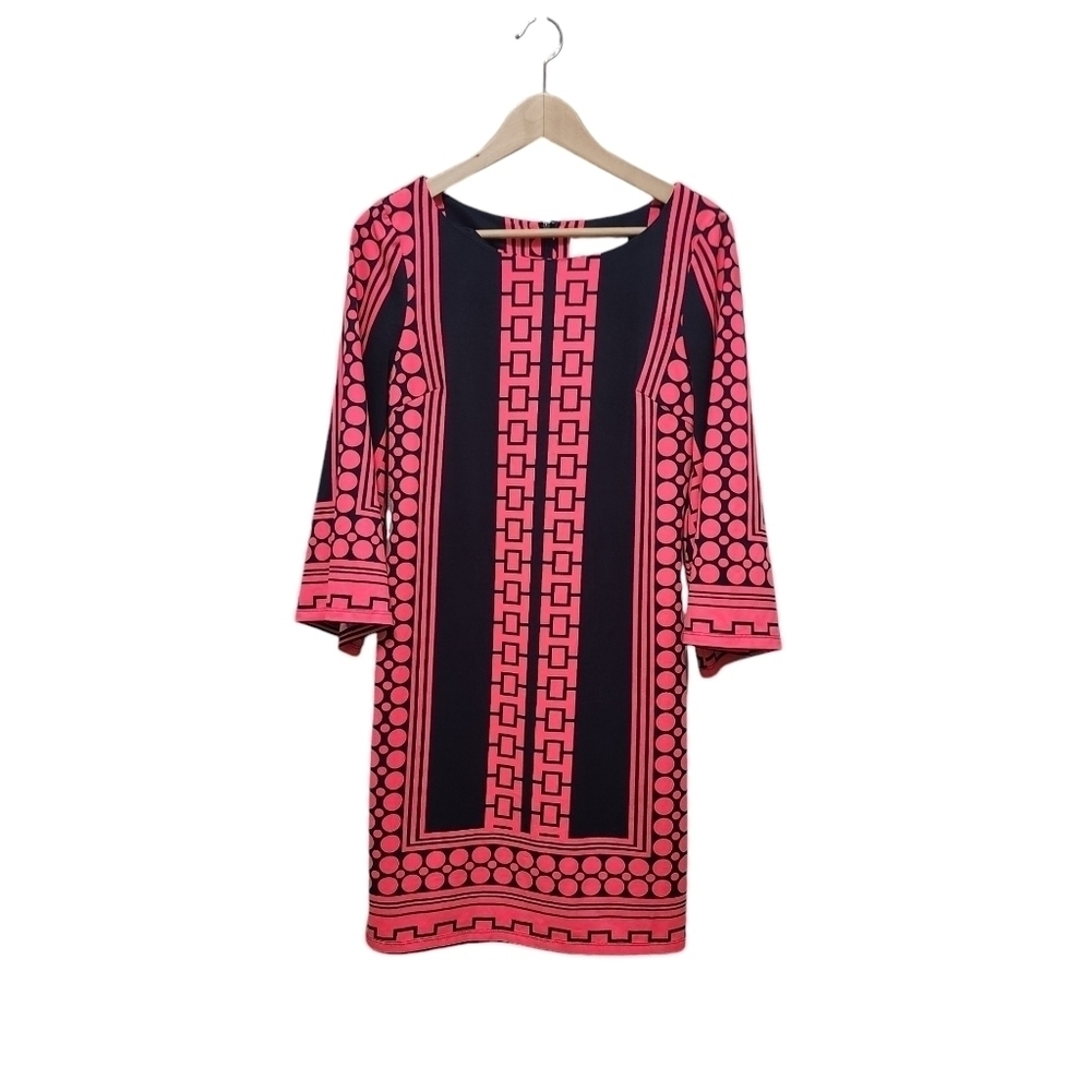 Julie Brown Geometric A-line pink Blue Dress Size S